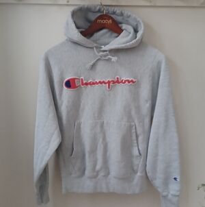 Vtg Champion Reverse Weave Gray Hoodie Sweatshirt Adult S